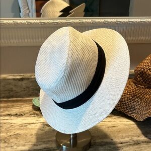 Stylish White Hat with Black Band